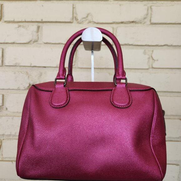 Coach Mini Bennett Metallic Pink Satchel Crossbody Bag Purse - Picture 4 of 16